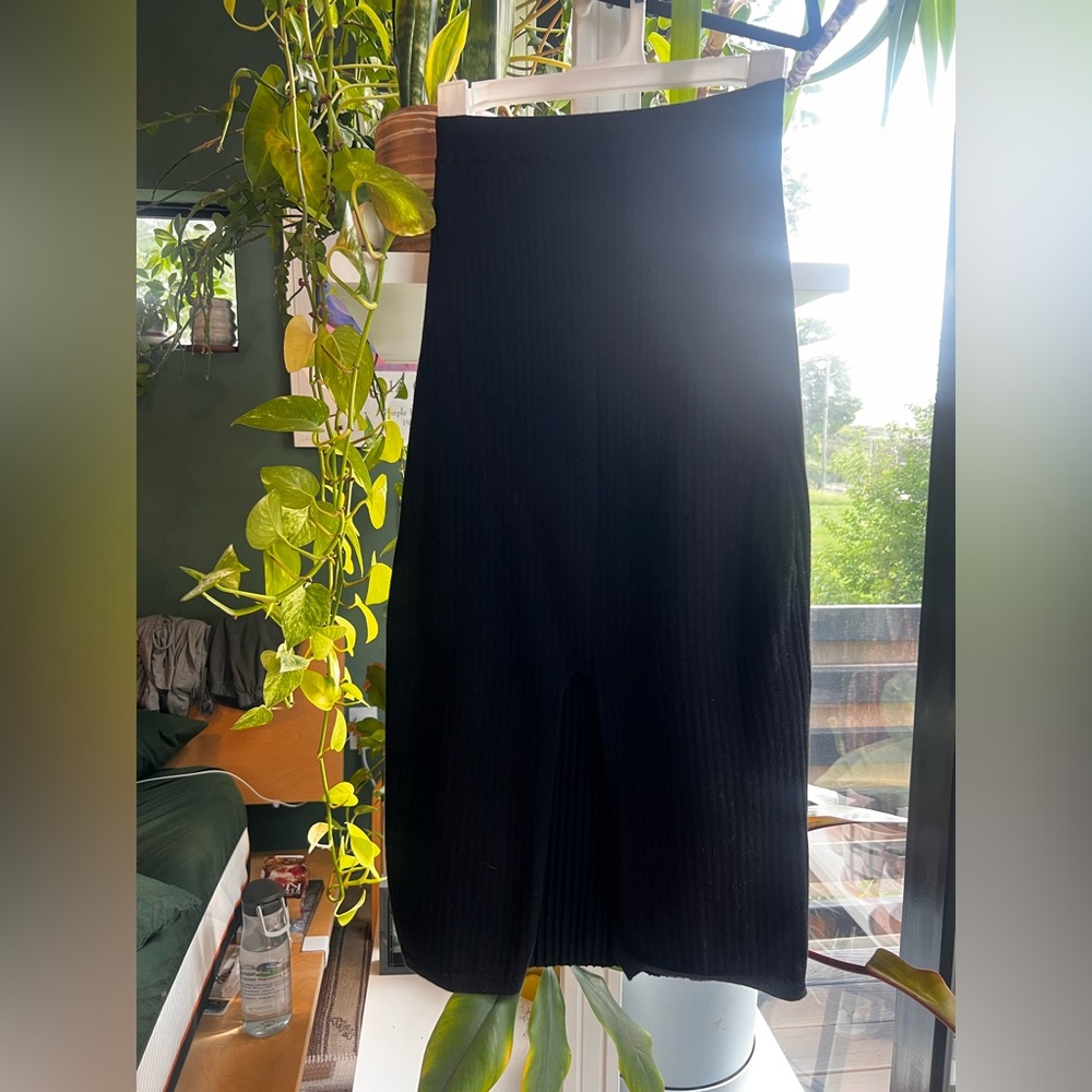 Free People Black Ribbed Knit Skirt